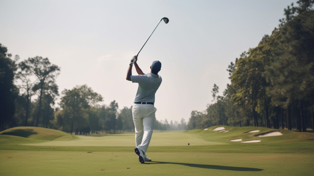 a man playing golf and mastering the proper swing