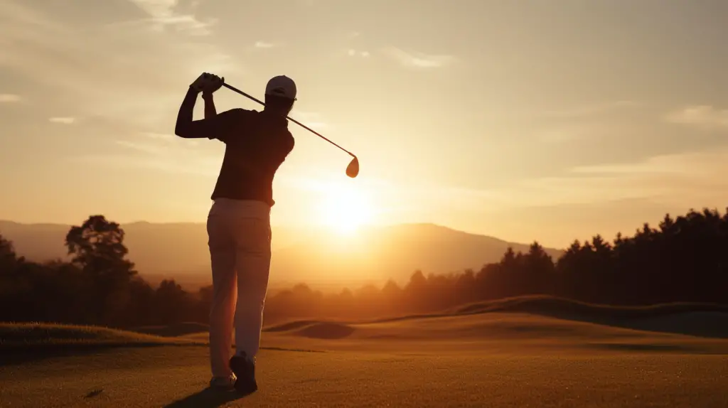 a man practicing golf swing for upper body strengthening