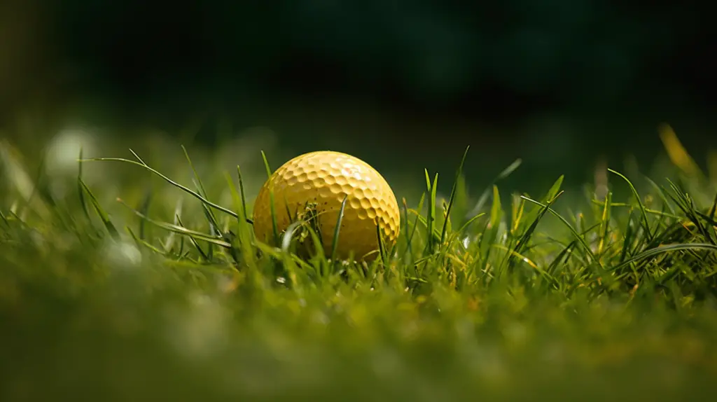 a yellow ball on grass