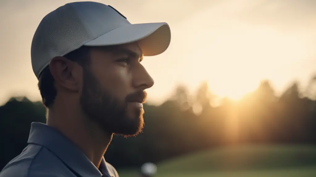 close up of a man handling pressure while playing golf