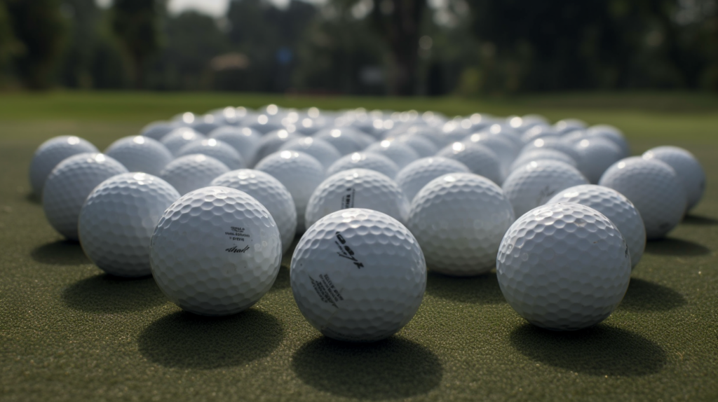 close up of different golf balls