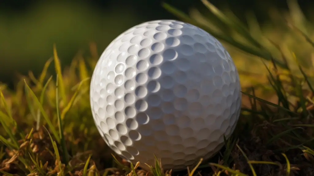 close up of golf ball in grass