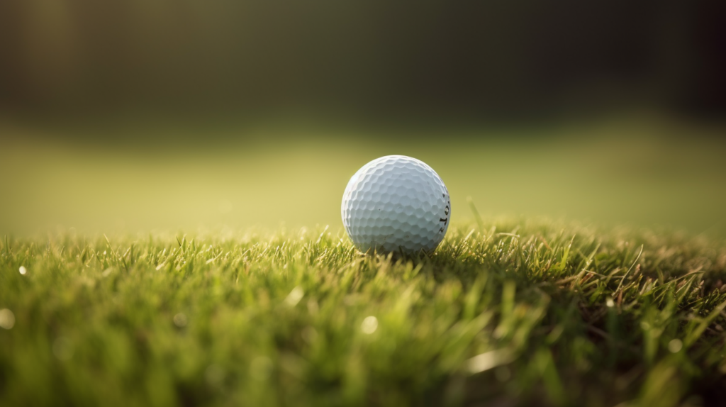 close up of golf ball in green grass