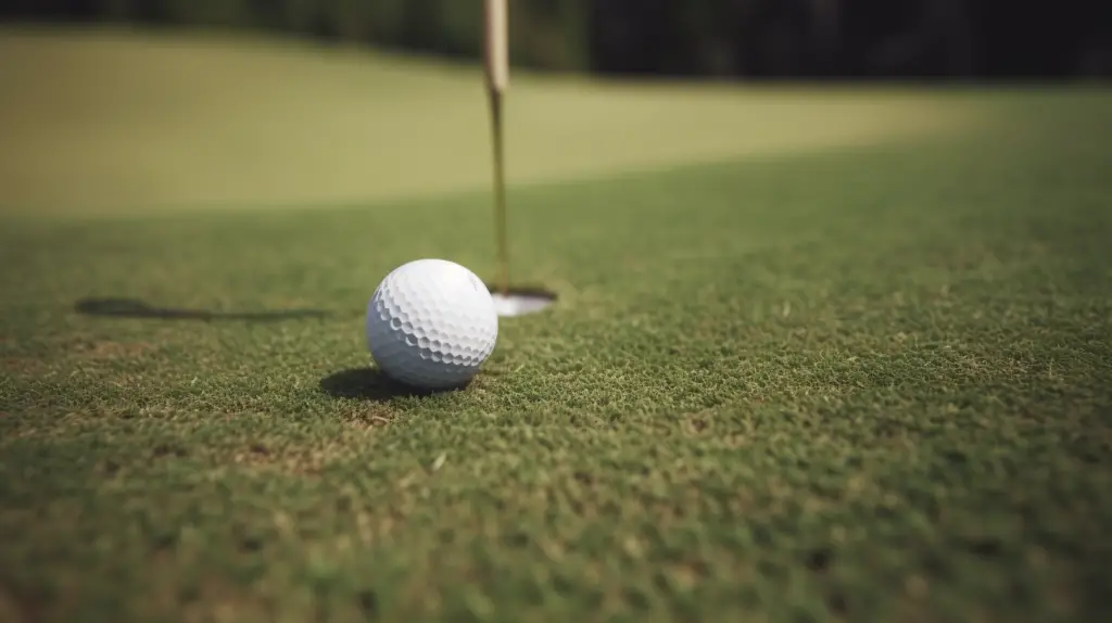 close up of golf ball near the hole