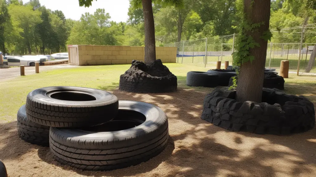 junkyard golf course with old tires