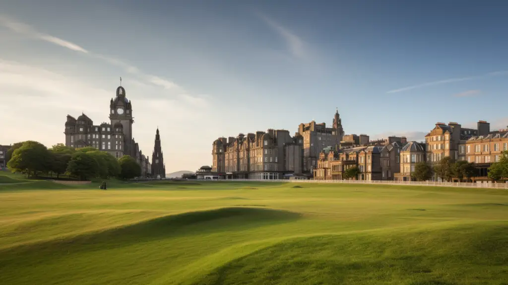 stunning view of famous edinburgh golf course